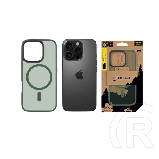 Tactical iPhone 16 Pro magforce hyperstealth szilikon telefonvédő (ütésállóság, átlátszó matt hátlap, magsafe) sötétzöld