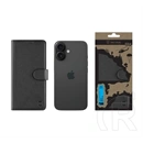 Tactical iPhone 16 field notes tok álló, bőr hatású (flip, asztali tartó, bankkártya tartó, prémium) fekete