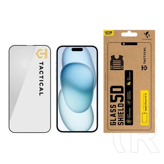 Tactical iPhone 16  glass shield 5d képernyővédő üveg (5d, 0.33mm, 9h) fekete