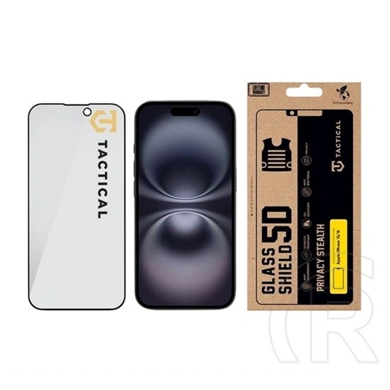 Tactical iPhone 16  glass shield privacy stealth 5d képernyővédő üveg (5d, 0.33mm, 9h, betekintés védelem) fekete