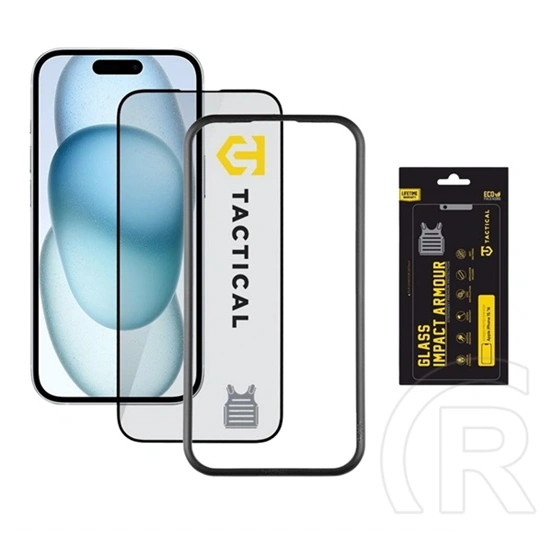 Tactical iPhone 16  impact armour glass képernyővédő üveg (3d, extra karcálló, antibakteriális + segédkeret) átlátszó