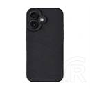 Tactical iPhone 16 magforce beaver szilikon telefonvédő (plüss belső, matt, magsafe, topográfiai minta) fekete