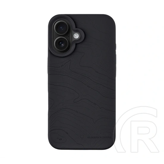 Tactical iPhone 16 magforce beaver szilikon telefonvédő (plüss belső, matt, magsafe, topográfiai minta) fekete