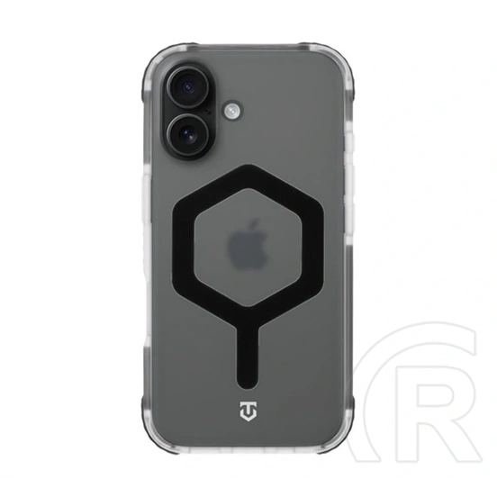 Tactical iPhone 16 magforce hexagon szilikon védő (ütésálló, légpárnás sarok, átlátszó matt hátlap, magsafe) fekete