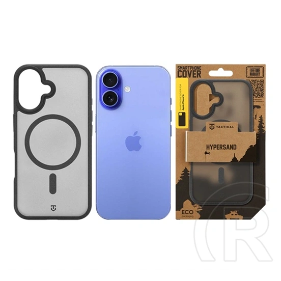 Tactical iPhone 16 magforce hypersand szilikon telefonvédő (ütésállóság, átlátszó hátlap, magsafe) fekete