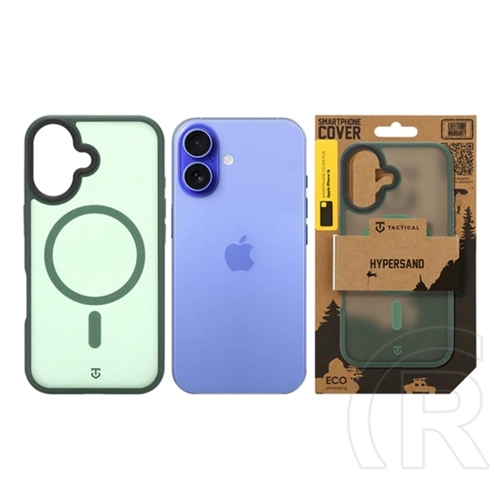 Tactical iPhone 16 magforce hypersand szilikon telefonvédő (ütésállóság, átlátszó hátlap, magsafe) sötétzöld