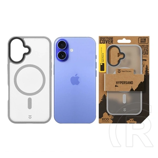 Tactical iPhone 16 magforce hypersand szilikon telefonvédő (ütésállóság, átlátszó hátlap, magsafe) világosszürke