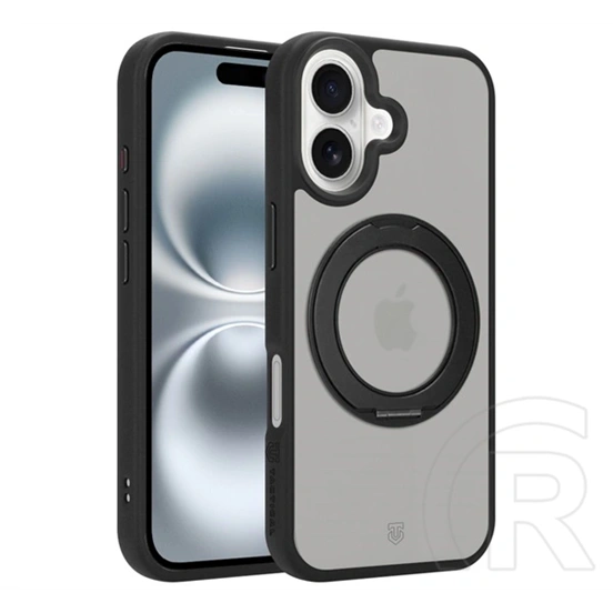 Tactical iPhone 16 magforce hyperstand szilikon telefonvédő (ütésállóság, átlátszó hátlap, magsafe, kitámasztó) fekete