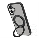 Tactical iPhone 16 magforce hyperstand szilikon telefonvédő (ütésállóság, átlátszó hátlap, magsafe, kitámasztó) fekete