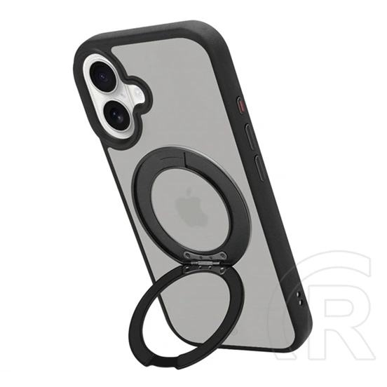 Tactical iPhone 16 magforce hyperstand szilikon telefonvédő (ütésállóság, átlátszó hátlap, magsafe, kitámasztó) fekete