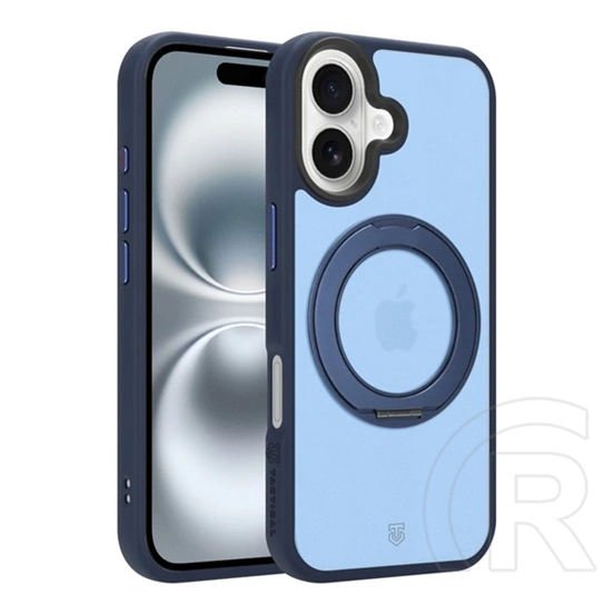 Tactical iPhone 16 magforce hyperstand szilikon telefonvédő (ütésállóság, átlátszó hátlap, magsafe, kitámasztó) sötétkék