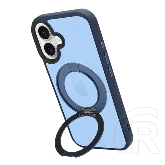 Tactical iPhone 16 magforce hyperstand szilikon telefonvédő (ütésállóság, átlátszó hátlap, magsafe, kitámasztó) sötétkék