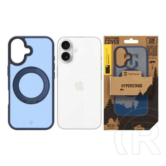 Tactical iPhone 16 magforce hyperstand szilikon telefonvédő (ütésállóság, átlátszó hátlap, magsafe, kitámasztó) sötétkék