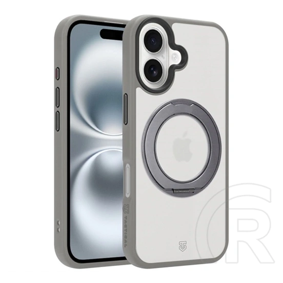 Tactical iPhone 16 magforce hyperstand szilikon védő (ütésálló, átlátszó hátlap, magsafe, kitámasztó) világosszürke