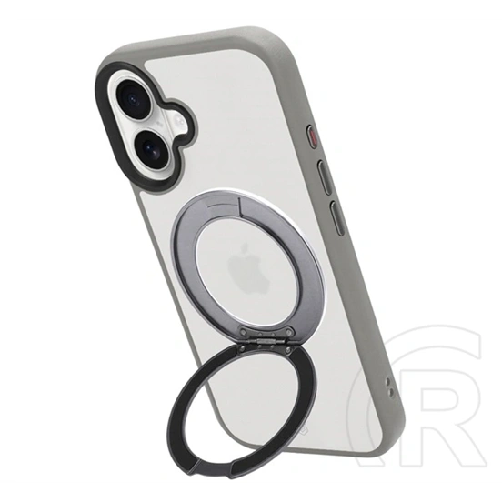 Tactical iPhone 16 magforce hyperstand szilikon védő (ütésálló, átlátszó hátlap, magsafe, kitámasztó) világosszürke