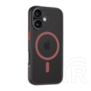 Tactical iPhone 16 magforce hyperstealth 2.0 szilikon telefonvédő (ütésálló, átlátszó matt hátlap, magsafe) fekete/piros
