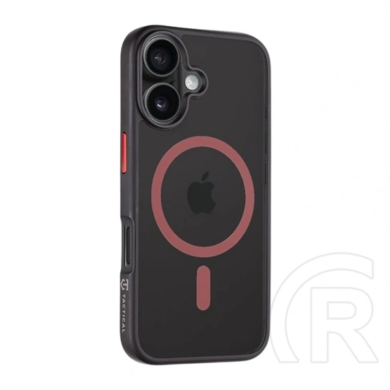 Tactical iPhone 16 magforce hyperstealth 2.0 szilikon telefonvédő (ütésálló, átlátszó matt hátlap, magsafe) fekete/piros