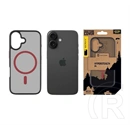 Tactical iPhone 16 magforce hyperstealth 2.0 szilikon telefonvédő (ütésálló, átlátszó matt hátlap, magsafe) fekete/piros