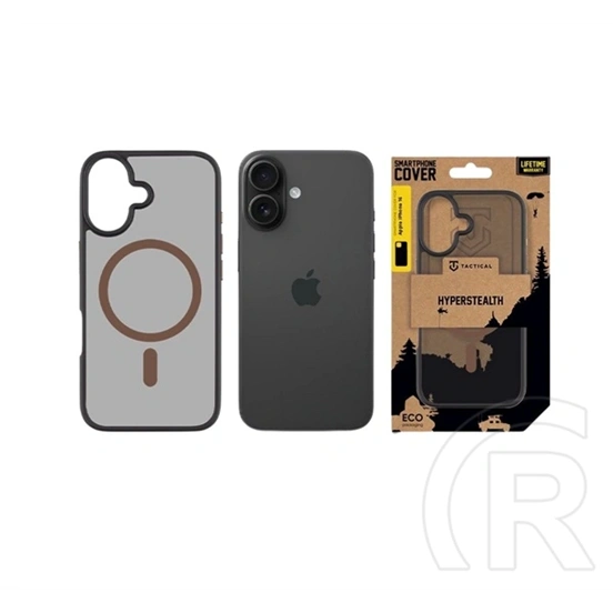 Tactical iPhone 16 magforce hyperstealth 2.0 szilikon védő (ütésálló, átlátszó matt hátlap, magsafe) fekete/sötétbarna
