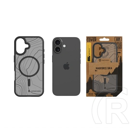 Tactical iPhone 16 magforce hyperstealth sika szilikon telefonvédő (ütésállóság, magsafe, topográfiai minta) fekete