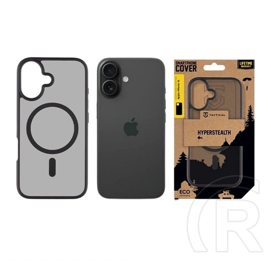 Tactical iPhone 16 magforce hyperstealth szilikon telefonvédő (ütésállóság, átlátszó matt hátlap, magsafe) fekete