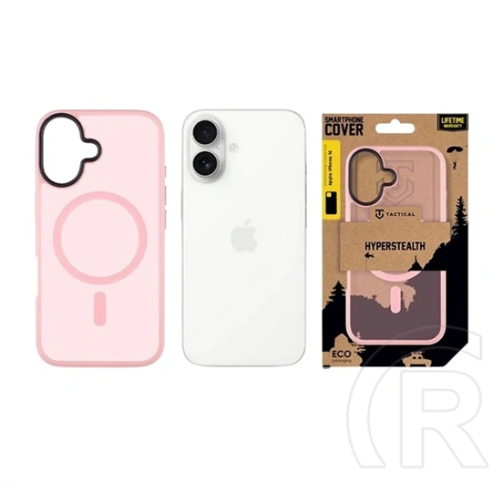 Tactical iPhone 16 magforce hyperstealth szilikon telefonvédő (ütésállóság, átlátszó matt hátlap, magsafe) rózsaszín
