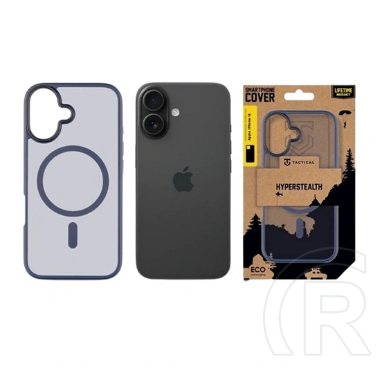 Tactical iPhone 16 magforce hyperstealth szilikon telefonvédő (ütésállóság, átlátszó matt hátlap, magsafe) sötétkék
