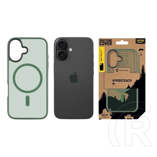 Tactical iPhone 16 magforce hyperstealth szilikon telefonvédő (ütésállóság, átlátszó matt hátlap, magsafe) sötétzöld