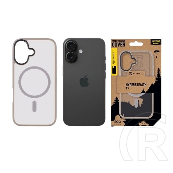 Tactical iPhone 16 magforce hyperstealth szilikon telefonvédő (ütésállóság, átlátszó matt hátlap, magsafe) világosszürke