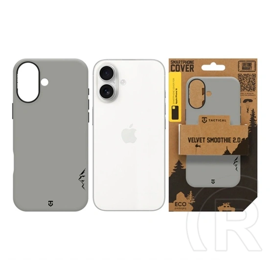 Tactical iPhone 16 magforce velvet smoothie 2.0 szilikon telefonvédő (ütésállóság, matt, magsafe) világosszürke