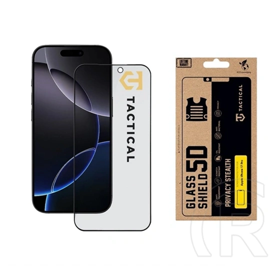 Tactical iPhone 17 Pro Max glass shield privacy stealth 5d képernyővédő üveg (5d, 0.33mm, 9h, betekintés védelem) fekete