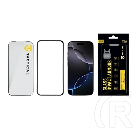 Tactical iPhone 17 Pro Max impact armour glass képernyővédő üveg (3d, karcálló, antibakteriális + segédkeret) átlátszó
