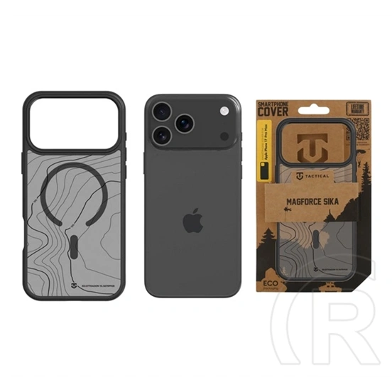 Tactical iPhone 17 Pro Max magforce hyperstealth sika szilikon telefonvédő (ütésálló, magsafe, topográfiai minta) fekete