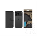 Tactical iPhone 17 Pro field notes tok álló, bőr hatású (flip, asztali tartó, bankkártya tartó, prémium) fekete