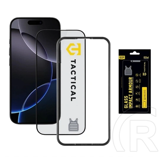 Tactical iPhone 17  impact armour glass képernyővédő üveg (3d, extra karcálló, antibakteriális + segédkeret) átlátszó
