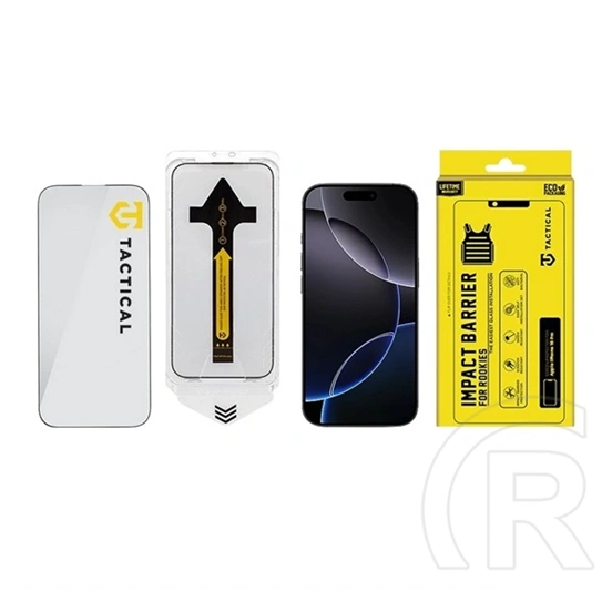 Tactical iPhone 17  impact barrier for rookies képernyővédő üveg (5d, 0.33mm, 9h + segédkeret) fekete