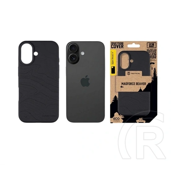 Tactical iPhone 17 magforce beaver szilikon telefonvédő (plüss belső, matt, magsafe, topográfiai minta) fekete