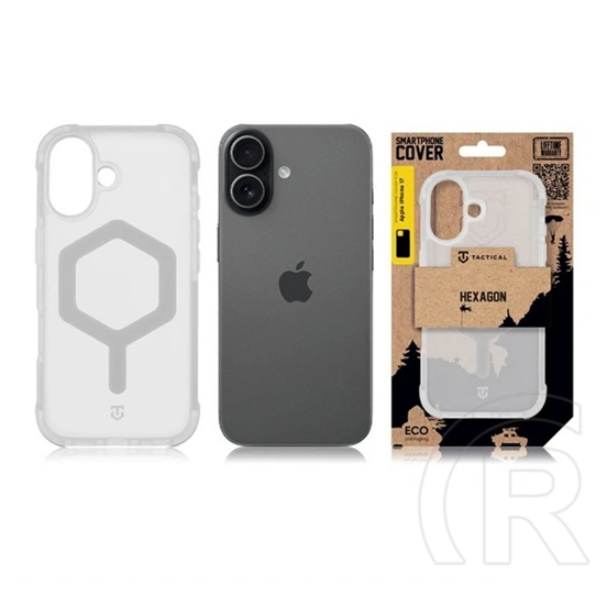 Tactical iPhone 17 magforce hexagon szilikon védő (ütésálló, légpárnás sarok, átlátszó matt hátlap, magsafe) fehér