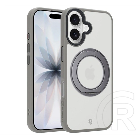 Tactical iPhone 17 magforce hyperstand szilikon védő (ütésálló, átlátszó hátlap, magsafe, kitámasztó) világosszürke