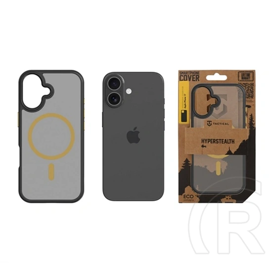 Tactical iPhone 17 magforce hyperstealth 2.0 szilikon védő (ütésálló, átlátszó matt hátlap, magsafe) fekete/citromsárga