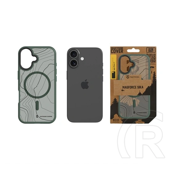 Tactical iPhone 17 magforce hyperstealth sika szilikon telefonvédő (ütésállóság, magsafe, topográfiai minta) sötétzöld
