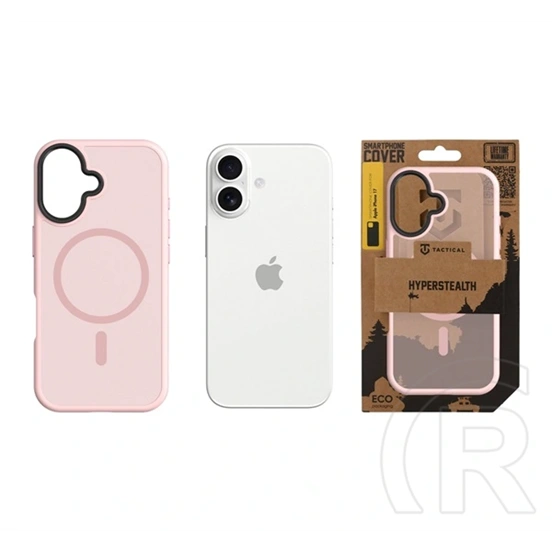 Tactical iPhone 17 magforce hyperstealth szilikon telefonvédő (ütésállóság, átlátszó matt hátlap, magsafe) rózsaszín