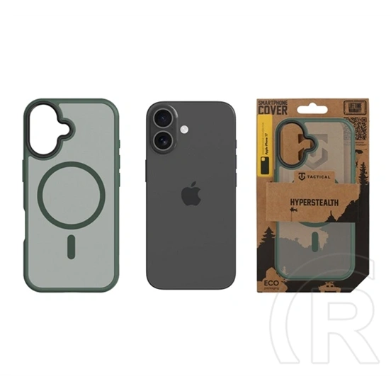 Tactical iPhone 17 magforce hyperstealth szilikon telefonvédő (ütésállóság, átlátszó matt hátlap, magsafe) sötétzöld