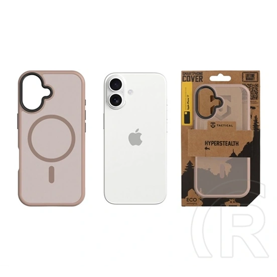 Tactical iPhone 17 magforce hyperstealth szilikon telefonvédő (ütésállóság, átlátszó matt hátlap, magsafe) világosbarna