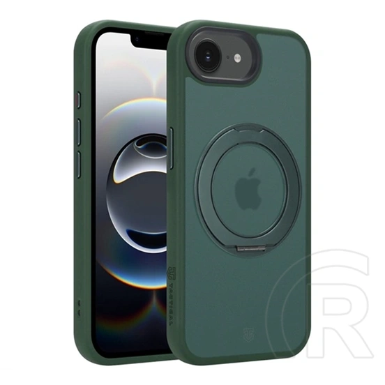 Tactical iPhone 17e  magforce hyperstand szilikon telefonvédő (ütésálló, átlátszó hátlap, magsafe, kitámasztó) sötétzöld