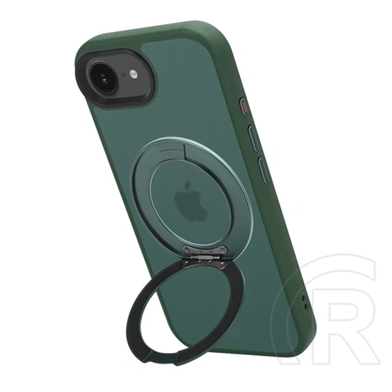 Tactical iPhone 17e  magforce hyperstand szilikon telefonvédő (ütésálló, átlátszó hátlap, magsafe, kitámasztó) sötétzöld