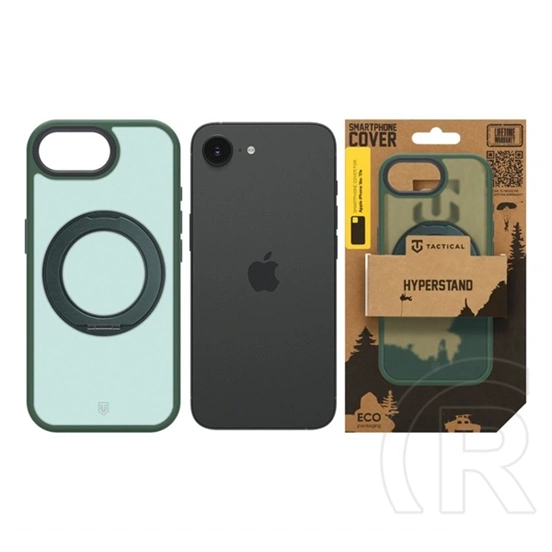 Tactical iPhone 17e  magforce hyperstand szilikon telefonvédő (ütésálló, átlátszó hátlap, magsafe, kitámasztó) sötétzöld
