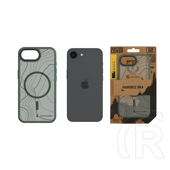 Tactical iPhone 17e  magforce hyperstealth sika szilikon telefonvédő (ütésállóság, magsafe, topográfiai minta) sötétzöld