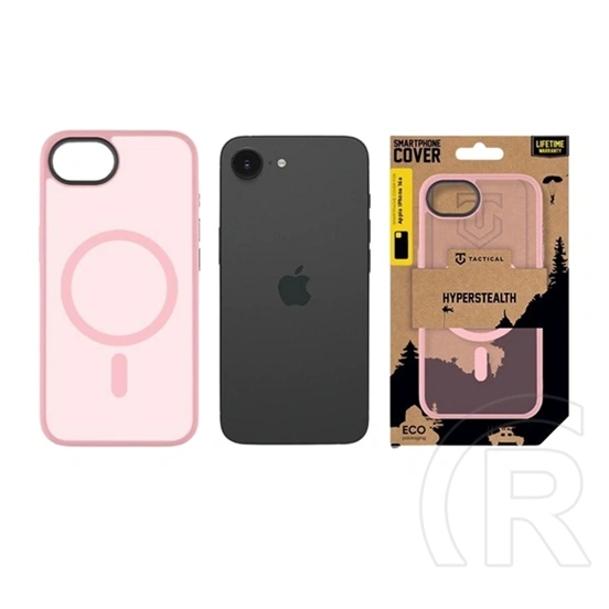 Tactical iPhone 17e  magforce hyperstealth szilikon telefonvédő (ütésállóság, átlátszó matt hátlap, magsafe) rózsaszín