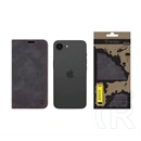 Tactical iPhone 17e  xproof tok álló, bőr hatású (flip, asztali tartó, koptatott bőr minta, prémium) fekete